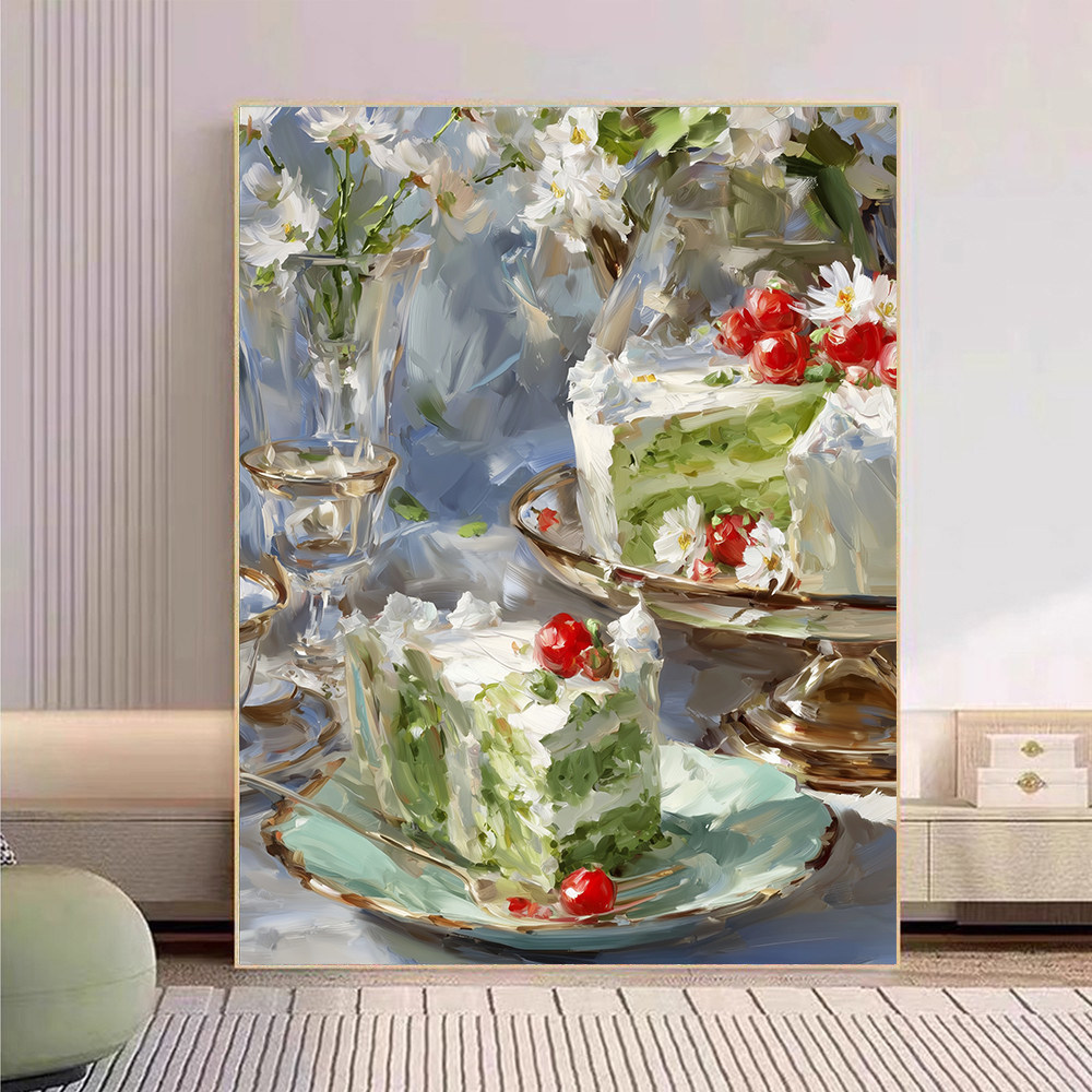 宝藏湾 数字油画diy樱绿花甜治愈肌理画花卉填充油画高还原装饰画