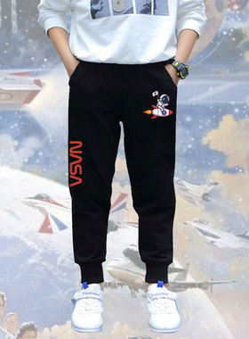 NSNA宇航员可爱星球天文宇宙小脚裤卫裤子男女儿童装束脚休闲长裤