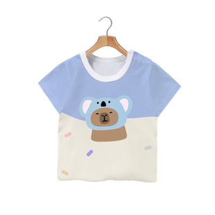 卡皮巴拉可爱水豚君卡比巴周边速干短袖T恤衫男女儿童装学生半袖