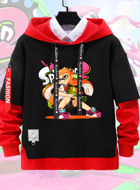 喷射战士Splatoon2游戏动漫二次元假两件连帽卫衣男女儿童装外套