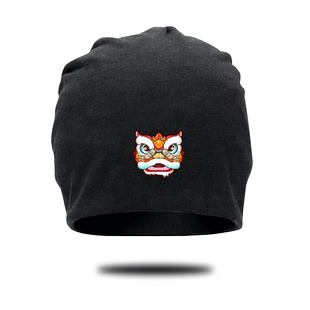 醒狮中国风虎年舞狮吉祥祝福勇于进取包头帽子男女儿童加绒保暖帽