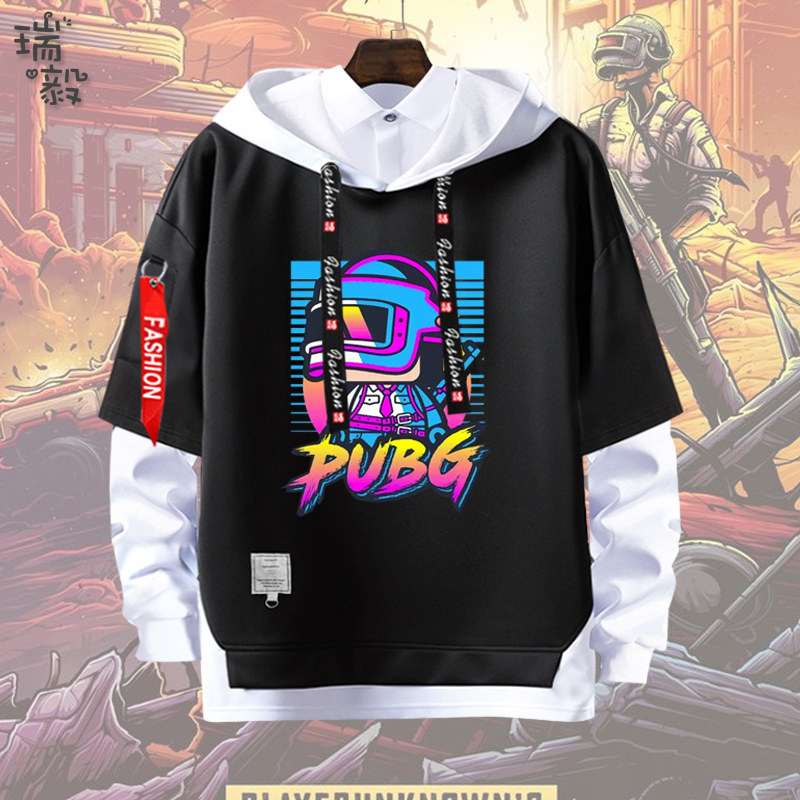 精英和平刺激战场吃鸡游戏假两件连帽卫衣男女儿童装学生外套帽衫