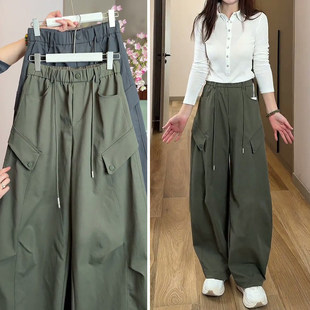 2026新款 高档军绿色弯刀工装 裤 女春季 子 高腰宽松酷飒风直筒阔腿裤