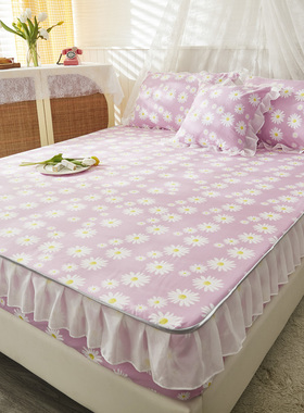 碎花床笠单件花边全棉防滑固定床罩床单全包床垫纯棉三件套防尘套
