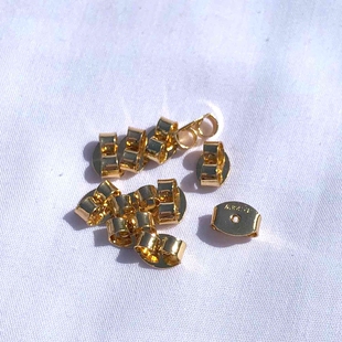 镀18k金耳堵女款 耳饰配件打标大牌耳堵耳钉后塞 金色耳钉韩版