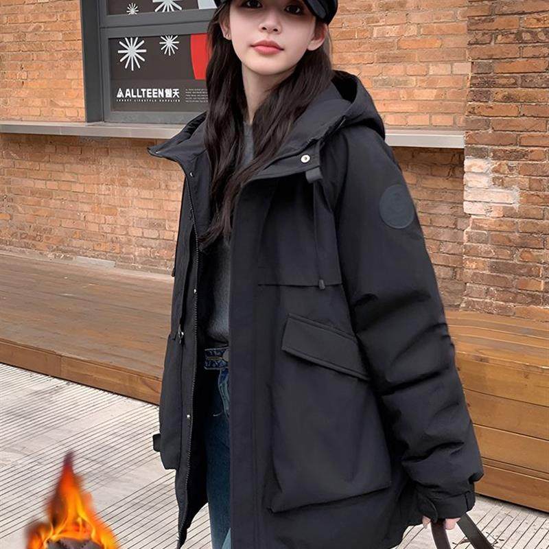 大码胖mm时尚夹棉风衣外套女秋冬新款韩版宽松百搭工装夹克冲锋衣,女装/女士精品,时尚套装,淘宝优惠券,粉丝福利购,淘宝优惠卷