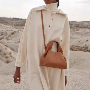 头层牛皮POE饺子云朵包包女法国法式 小众设计轻奢品牌pol真皮女包