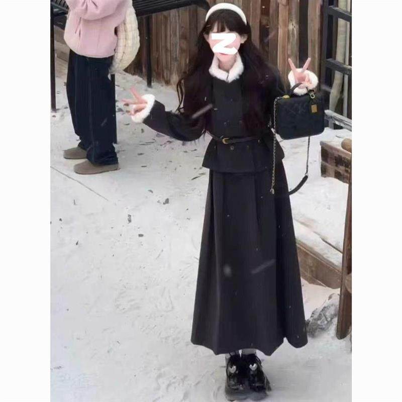 韩系富家千金小香风套装女秋冬高级感穿搭双排扣外套半身裙两件套,女装/女士精品,时尚套装,淘宝优惠券,粉丝福利购,淘宝优惠卷