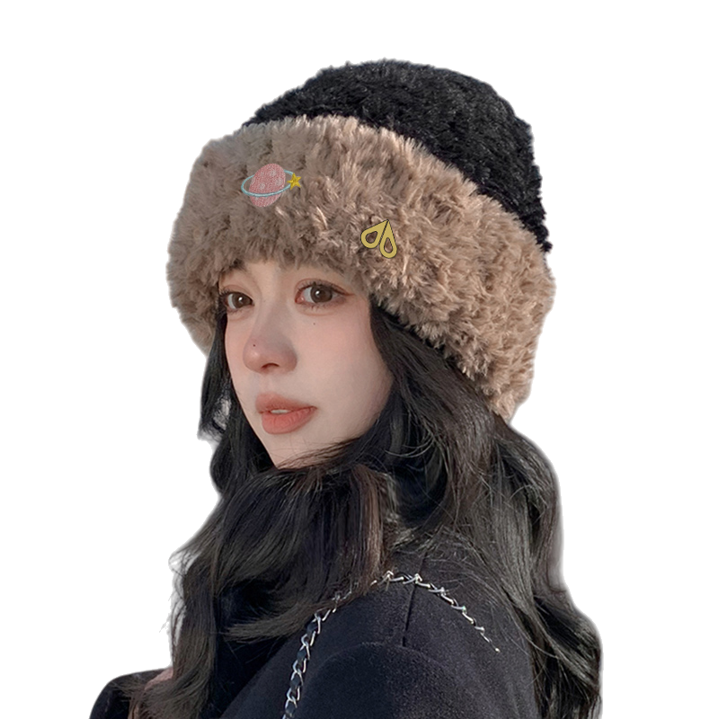 MOOSE剪刀四季男女同款毛绒针织帽秋冬季保暖显脸小防寒护耳帽子