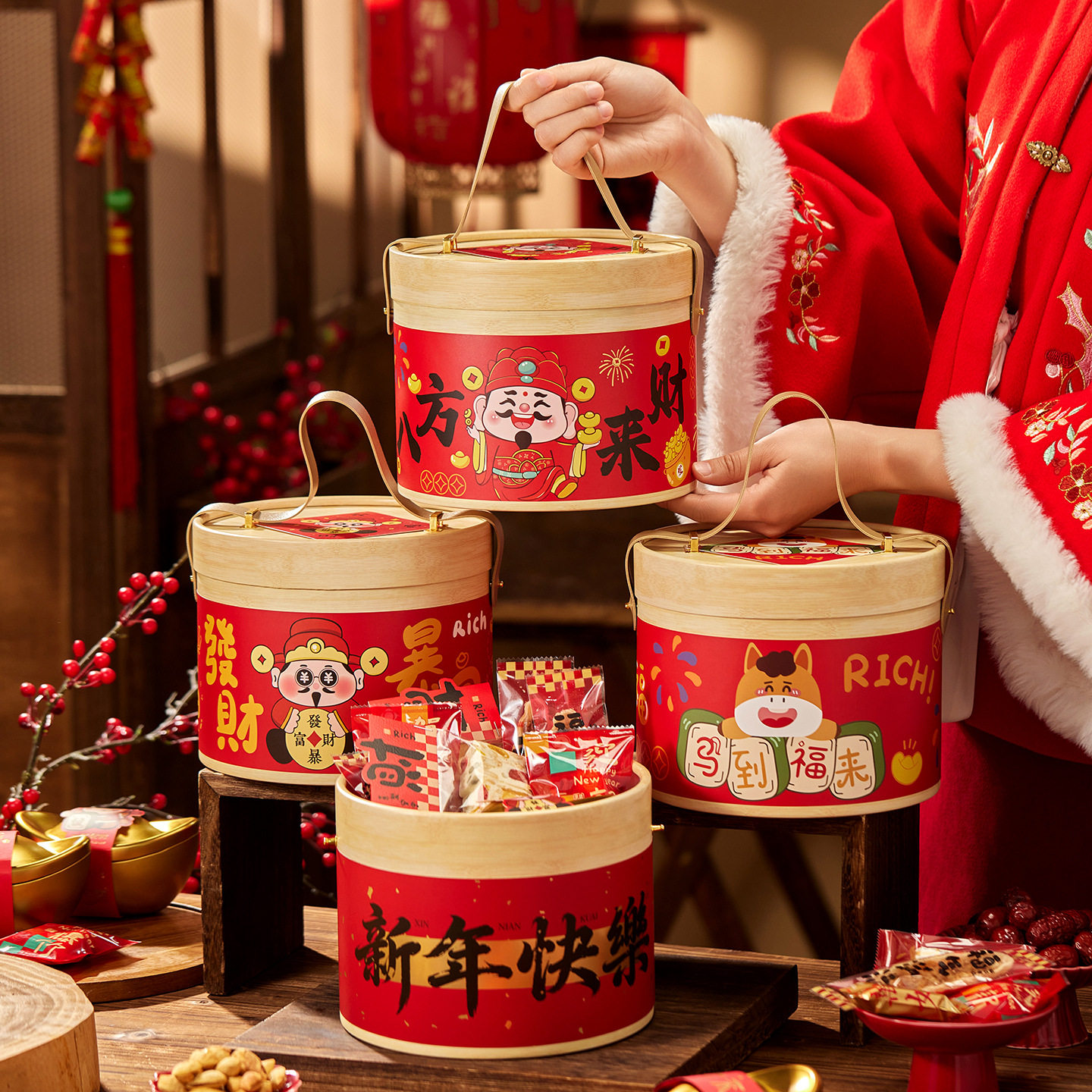 2026新年礼盒包装盒马年抱抱桶礼盒饼干雪花酥糖果年货伴手礼空盒,包装,生日礼品包装,淘宝优惠券,粉丝福利购,淘宝优惠卷