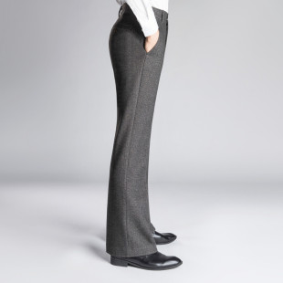 厚款 裤 人字呢喇叭裤 弹力舒适保暖西装 男垂感直筒宽松阔腿长裤 冬季