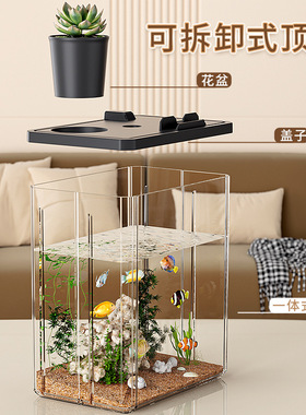 Fish tank feed box lucency small aquarium home fishbowl鱼缸