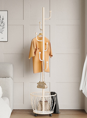 A light luxury floor-standing and movable clothes hat hanger