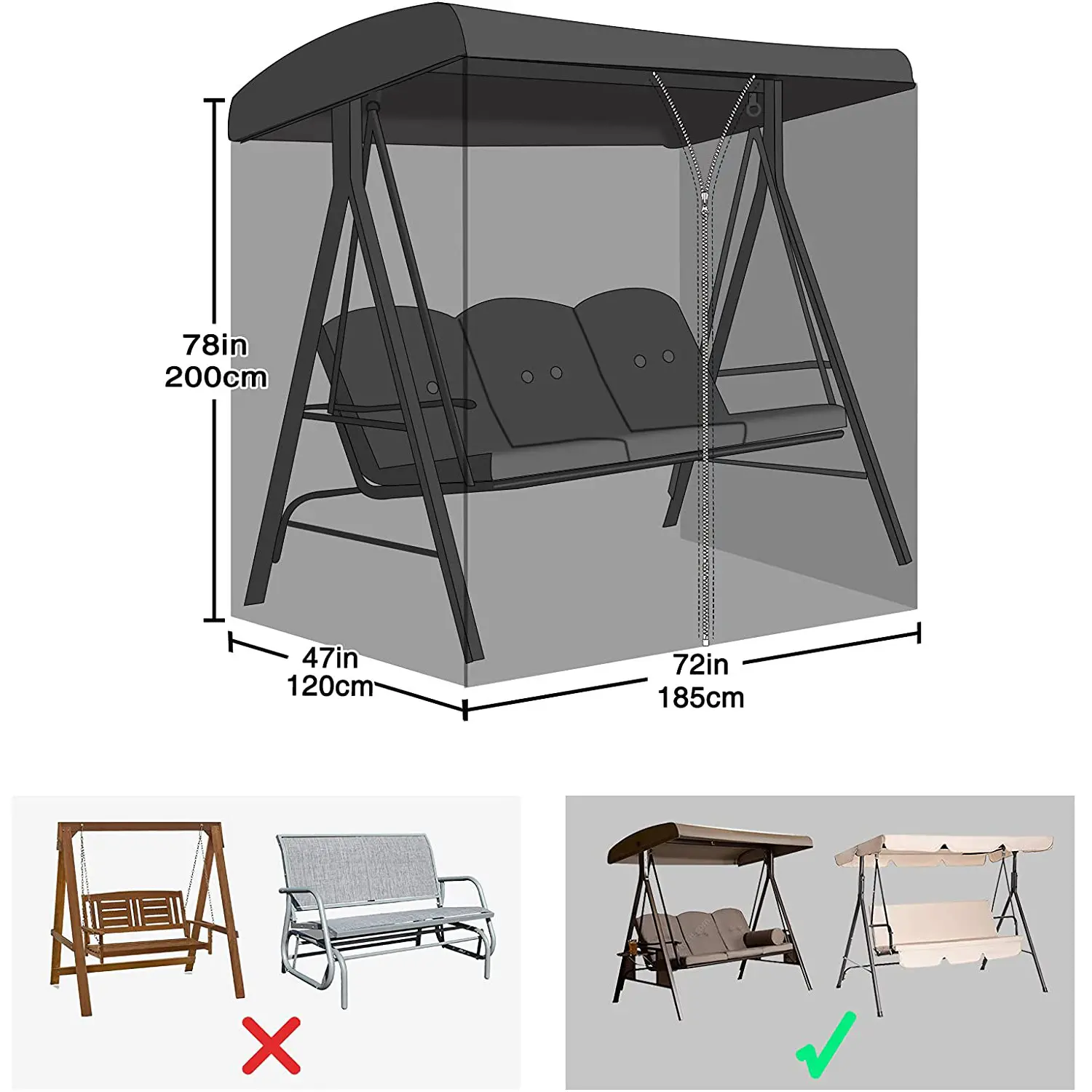 Outdoor mesh mosquito net rocking chair swing insect cover