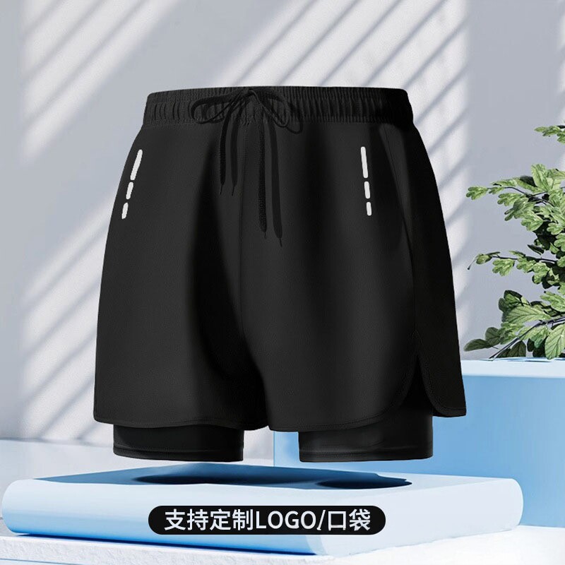 男士夏季双层健身跑步短裤