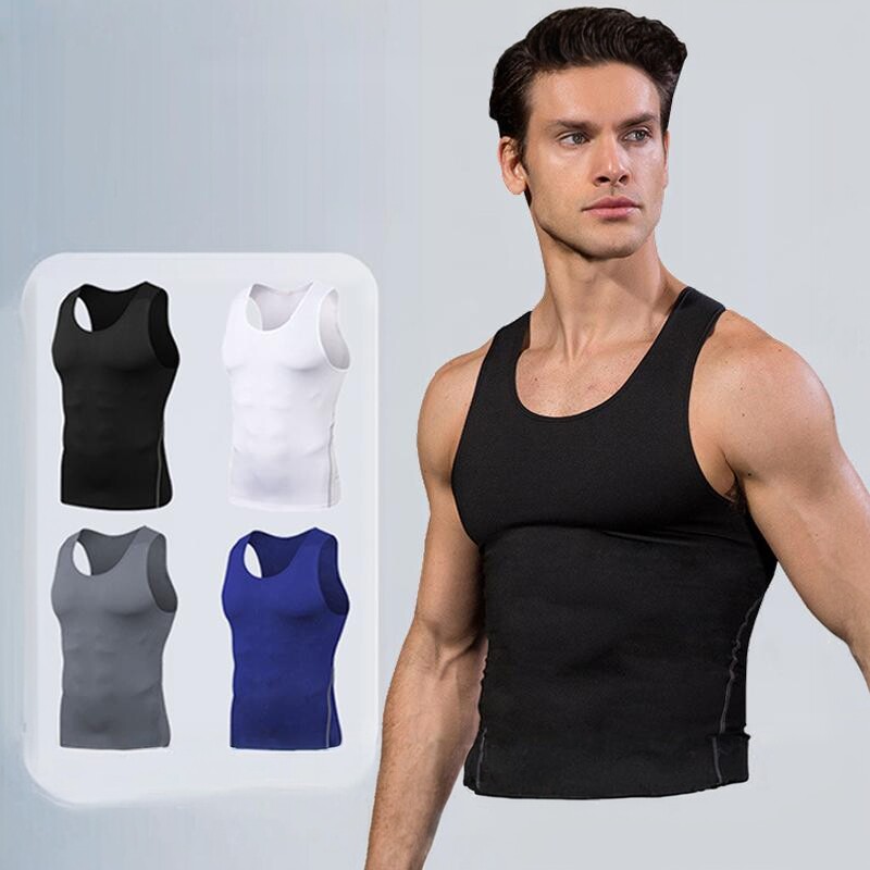 man  sleeveless sports GYM  pro tank top vest 紧身健身背心
