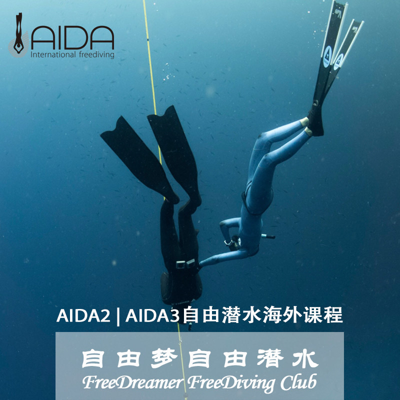 自由潜水考证课程薄荷岛苏海北京南宁aida一星二星三四美人鱼无蹼