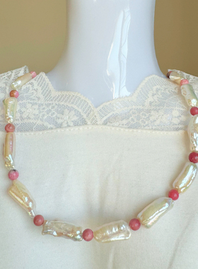 原创设计小众度假风时尚ins风格珍珠蔷薇项链饰品