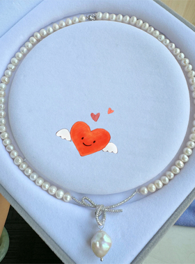 蝴蝶结珍珠项链