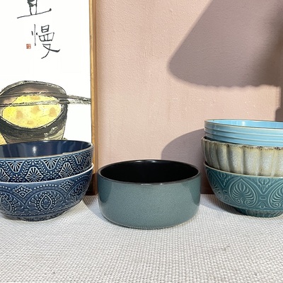 陶瓷可爱风带把学生甜品泡面碗