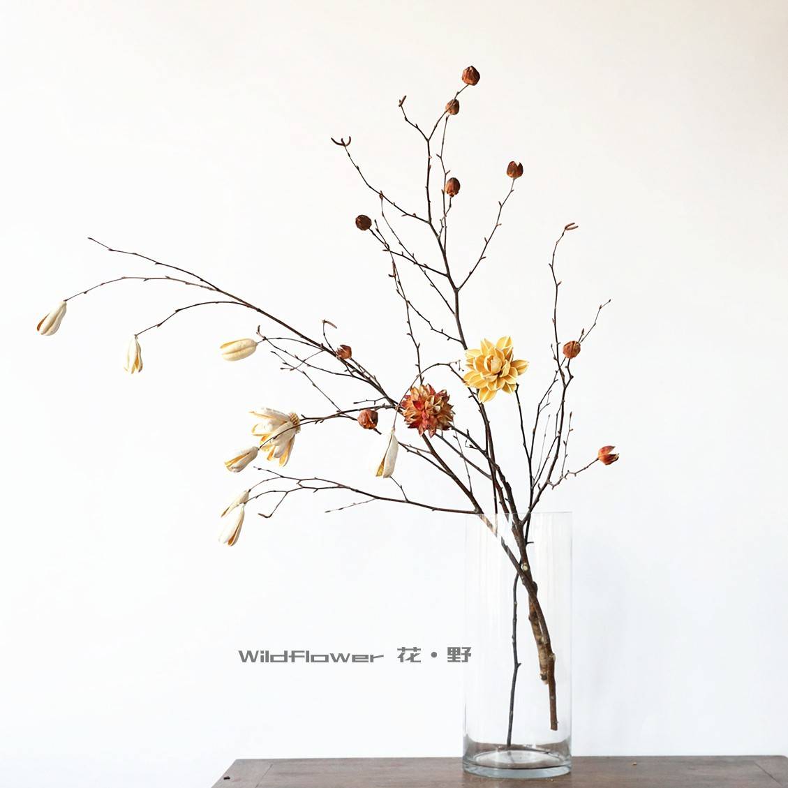 W干if新lw 花野陶瓷d花瓶天然枯树枝花leDAT枝中式干o客插厅花干r