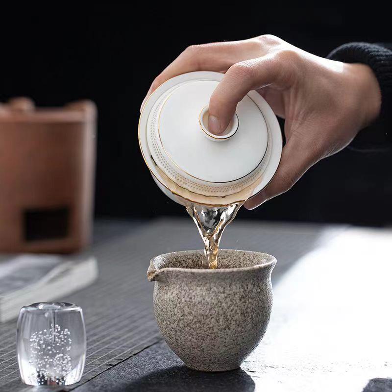 脂49360羊玉陶茶瓷盖碗3夫0°6瓷出全孔盖过才具滤三水碗茶防功烫