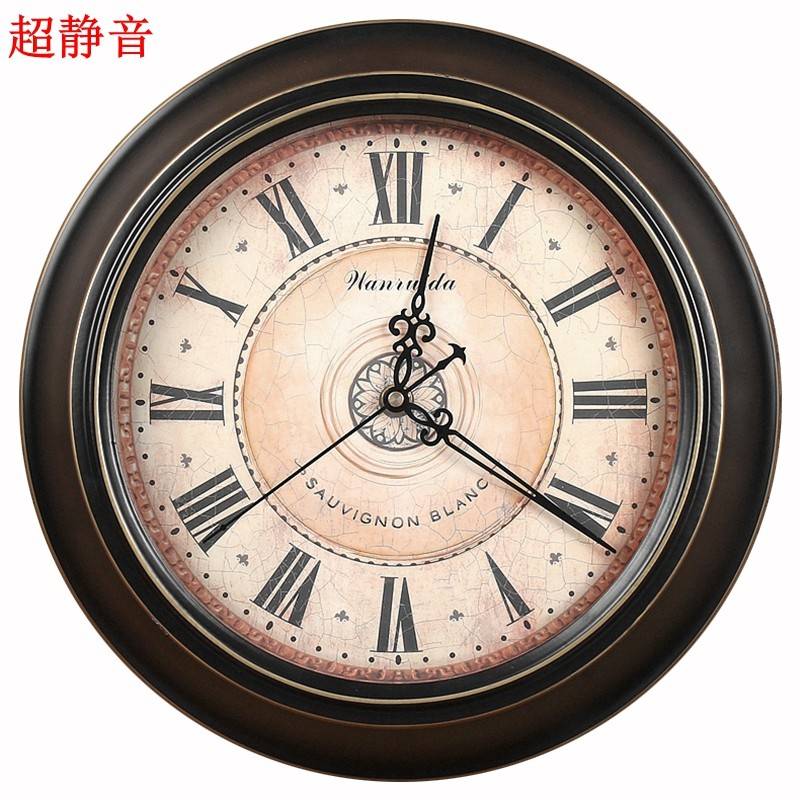铁03875英美式艺性现表代用创欧石复古超静意音钟式简个约客钟厅
