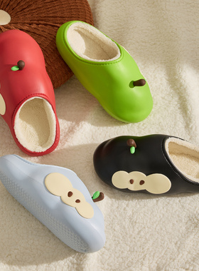 防水棉拖鞋女秋冬季2025新款家居保暖舒适厚底防滑EVA棉鞋男外穿