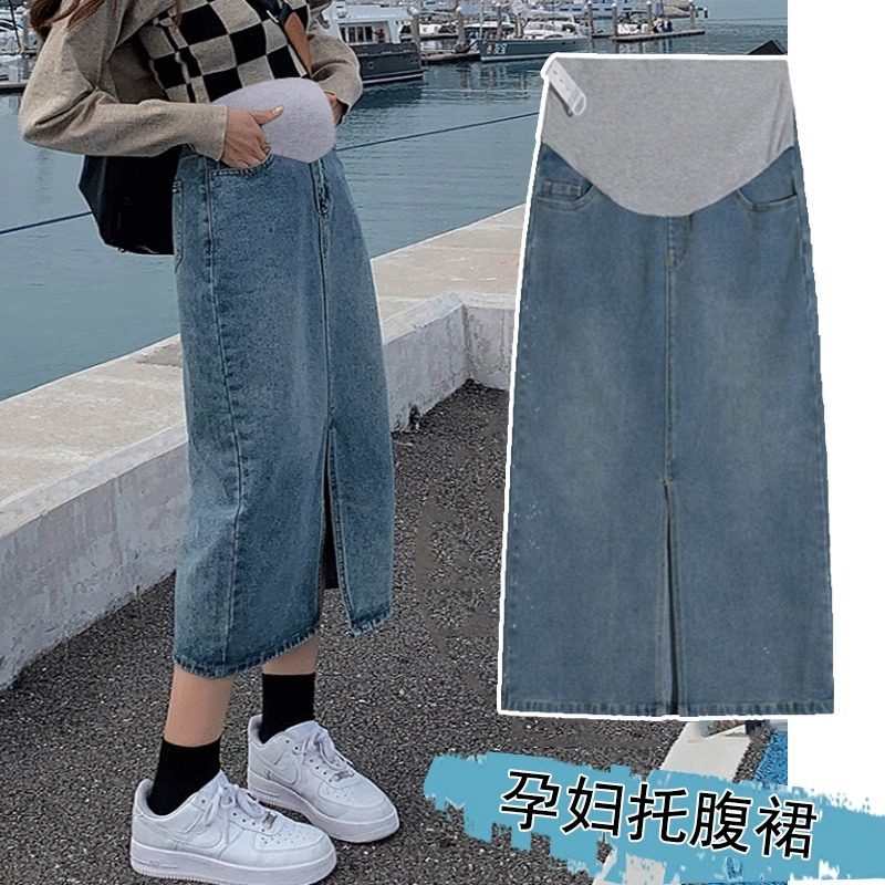 孕妇开叉牛仔裙2025韩版时尚网红外穿休闲托腹半身裙孕妇装6806,孕妇装/孕产妇用品/营养,半身裙,淘宝优惠券,粉丝福利购,淘宝优惠卷