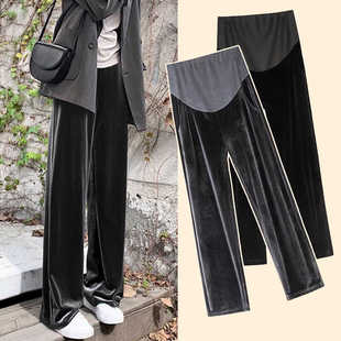 1123 显瘦百搭春秋冬宽松休闲垂坠感拖地长裤 孕妇裤 子金丝绒阔腿裤