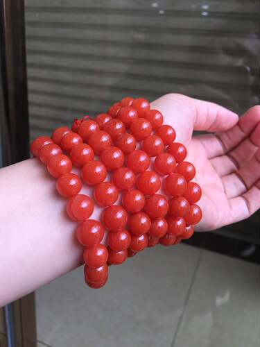 天然正品保山南红108颗柿子红樱桃红佛珠项链念珠七宝多圈男女款