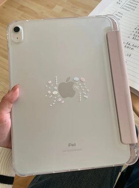 ins卡通狗狗脚印Y+三折适用ipad11保护壳air7/6新款ipad10带笔槽11英寸防摔pro13/12.9苹果平板保护套mini7女