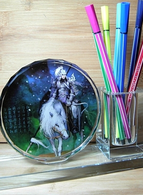 赵云收藏品去赵子龙摆设模型三国演义纪念品礼品礼物水晶笔筒摆件