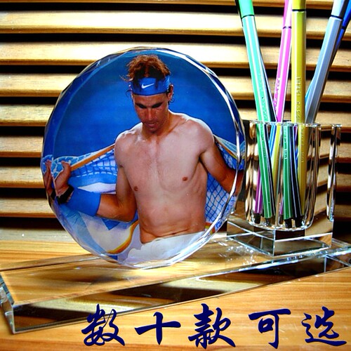 纳达尔摆设纪念品礼物网球球星收藏品礼品装饰工艺品水晶笔筒摆件