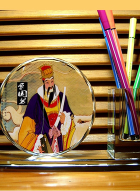 曹国舅像纪念品摆设道家神化礼品收藏工艺品八仙过海水晶笔筒摆件