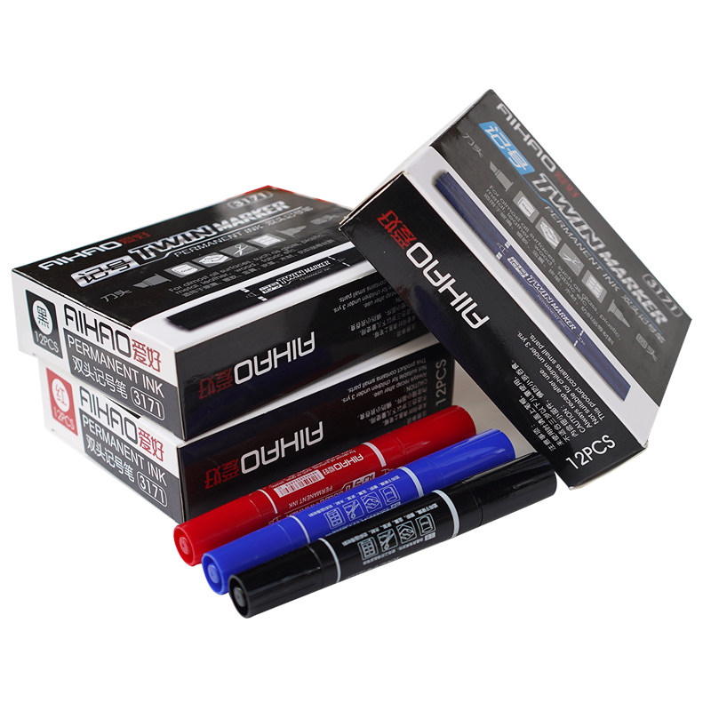 취미 3171 대형 마커 펜 검정색 두꺼운 유성 비 페이딩 양방향 펜 이중 목적 유성 박스 헤드 펜