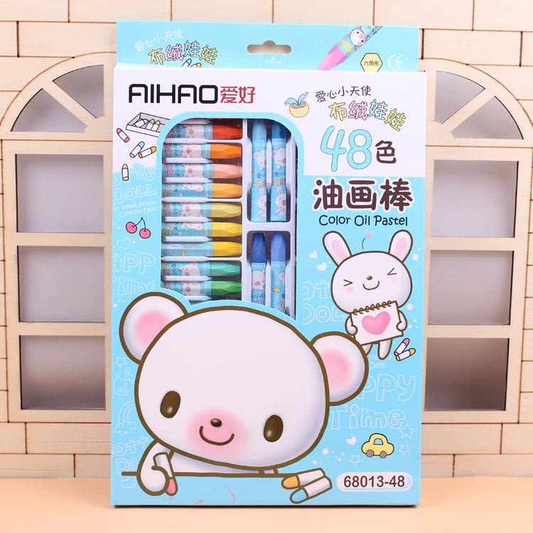爱好68013油画棒小学生画画蜡笔儿童美术绘画涂鸦可水洗彩色画笔