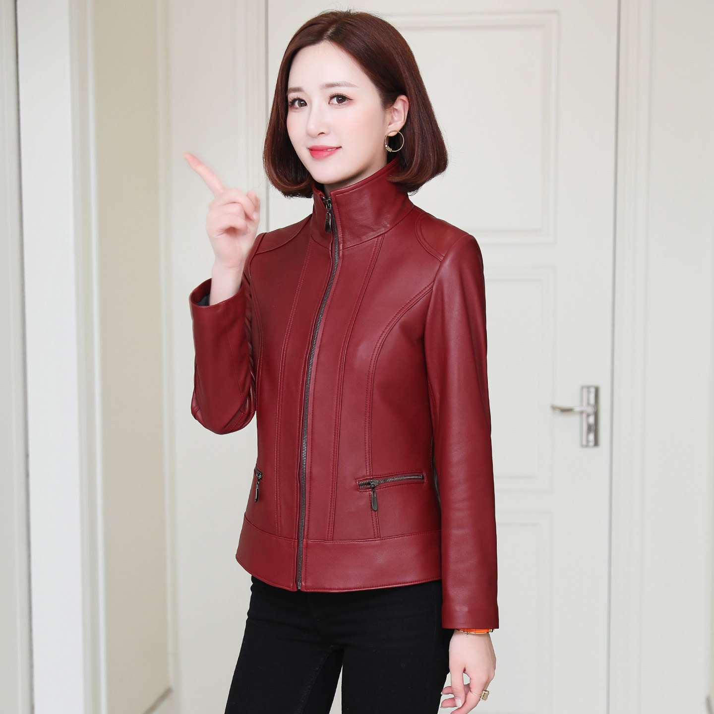 小个子真皮夹克春秋2025新款海宁绵羊皮单穿修身上衣女士短装外套