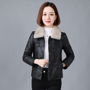 真皮羽绒服女皮衣短款可拆脱卸水貂毛领绵羊皮夹克高端小个子外套