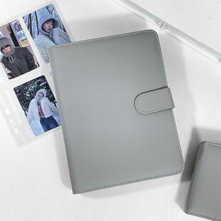 ins高级灰皮质卡册高颜值拍立得追星简约收纳相册小卡一宫收纳本