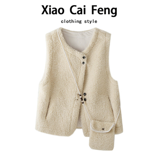 羊羔毛皮毛一体马甲外套女秋冬叠穿保暖羊羔绒无袖 马夹超好看上衣