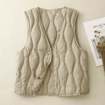 时尚菱格羽绒棉马甲外套女秋冬短款内搭保暖无袖坎肩打底马夹上衣