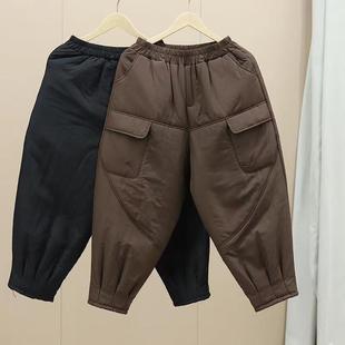 宽松保暖休闲萝卜裤 清仓捡漏 外穿棉裤 女冬季 复古纯色夹棉哈伦裤