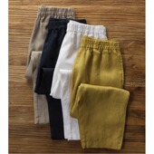 松紧腰宽松棉麻哈伦裤 清仓捡漏 薄款 女夏季 子 亚麻休闲纯色七分裤