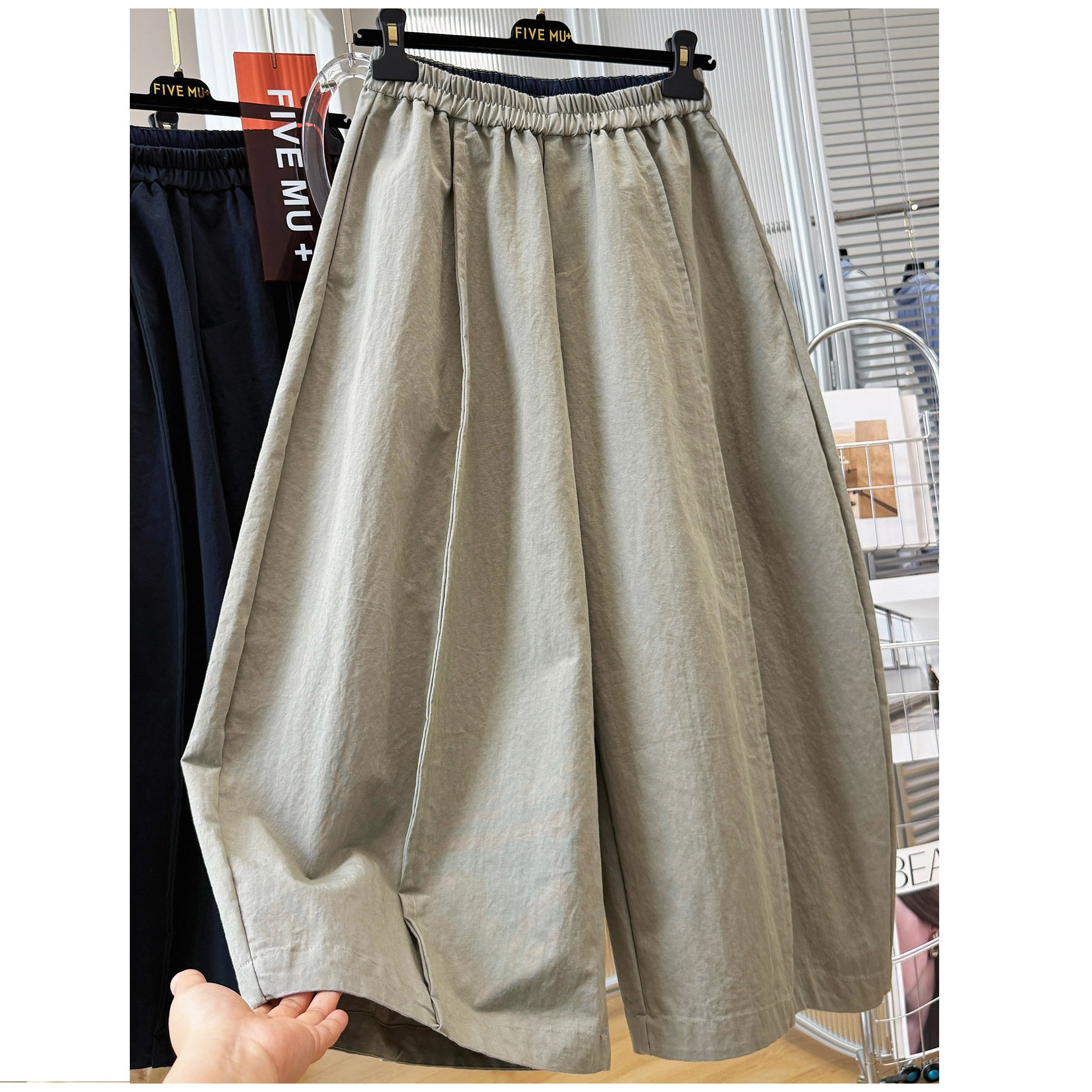 棉麻工装阔腿裤女今年流行夏季薄裤八分梧桐裤宽松遮胯休闲弯刀裤