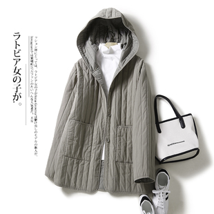 轻薄羽绒棉服女秋冬季高级感宽松夹棉加厚保暖短款连帽棉衣外套潮