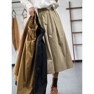 中长款 胖mm韩版 洋气遮胯休闲a字裙 半身裙女春夏大码 复古日系工装