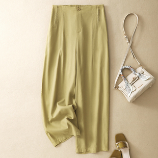 垂坠感显瘦百搭通勤日常休闲裤 韩系慵懒风藏青色高腰阔腿裤 女夏季