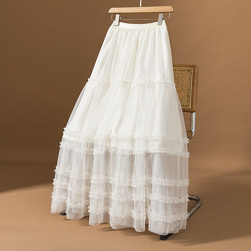 木耳边网纱蛋糕半身裙女春大码胖mm高腰超仙飘逸垂感大摆a字长裙,女装/女士精品,半身裙,淘宝优惠券,粉丝福利购,淘宝优惠卷