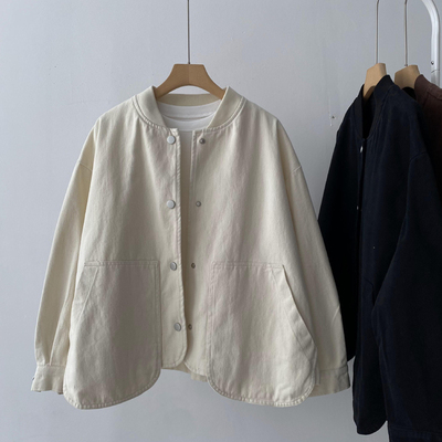 立领棉质卫衣开衫短款外套女春秋季休闲运动小个子工装夹克棒球服